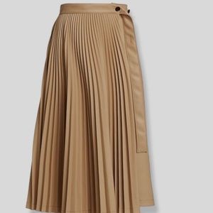 3.1 PHILLIP LIM Pleated Faux Leather Midi Skirt